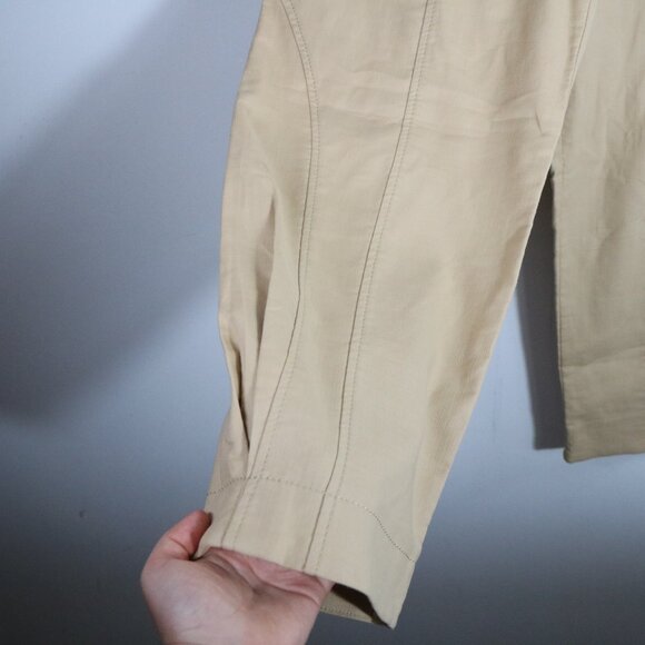 Marella Barrel Leg High Rise Crop Pants Womens 8 Beige Baggy Cotton Wide Leg - Picture 4 of 6